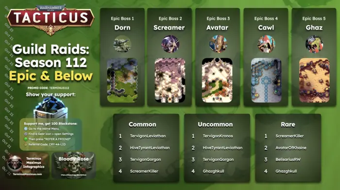 Guild Raid Season 112 Epic Bosses Infographic